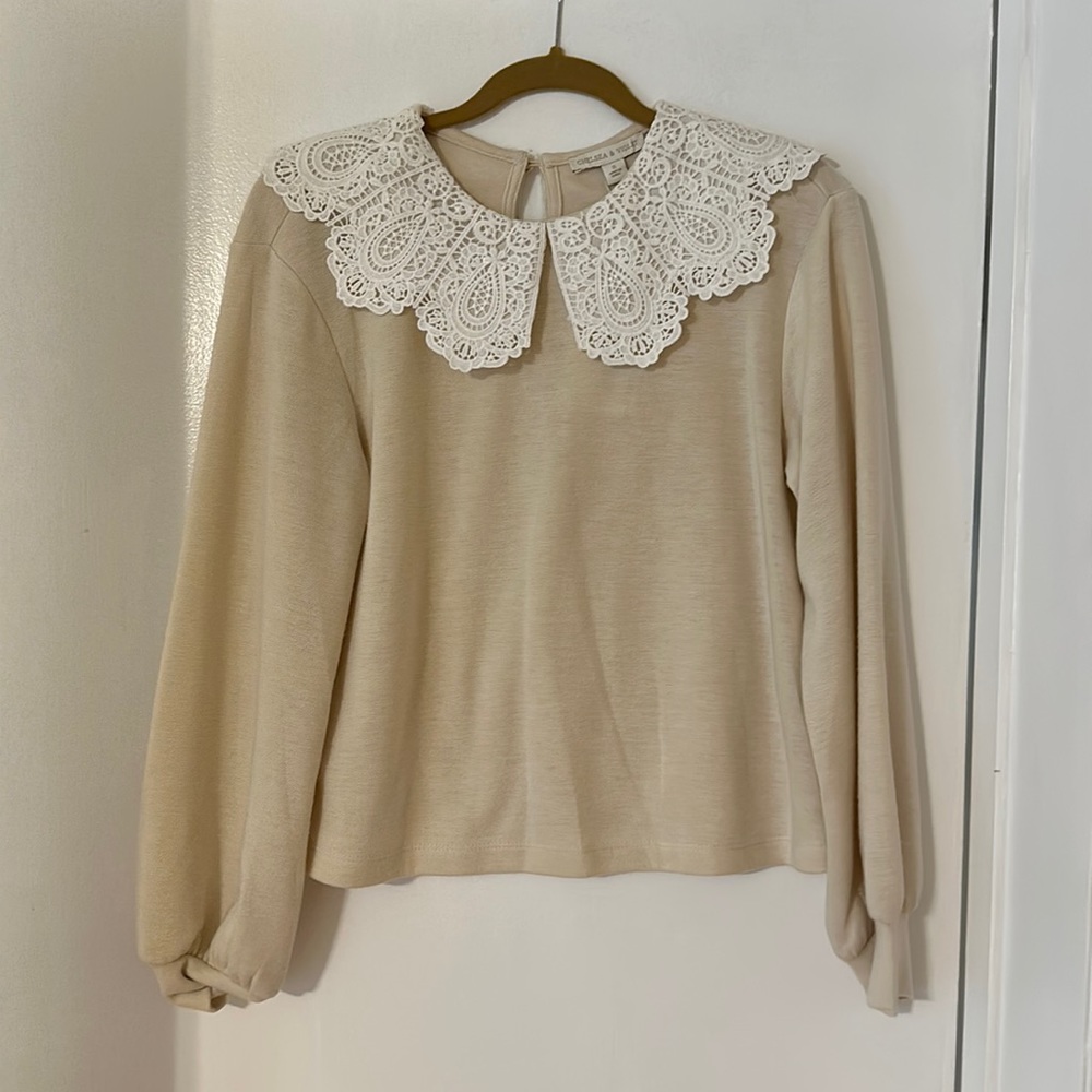 Chelsea &violet lace bib neck sweater